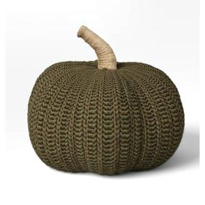 Knit Pumpkin with Jute Stem Novelty Throw Pillow - Green - Threshold - New